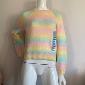 Pastel Rainbow Ombre Striped Sweater Large New NWT BB Dakota Steve Madden Soft